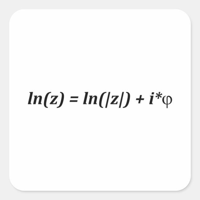 Sticker Carré Formule mathématique ln(z) = ln(|z|) + i*j (Devant)