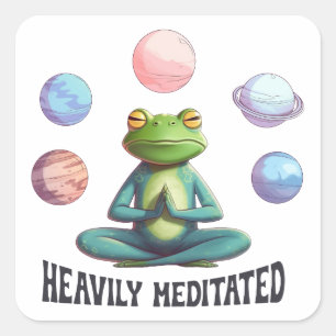 Sticker Carré Fortement Méditée Grenouille Yoga Jouer Zen