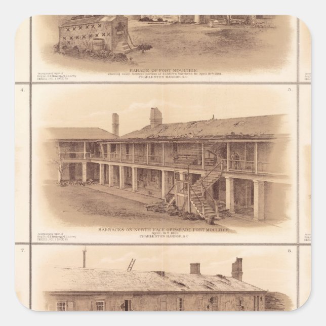 Sticker Carré Forts Sumter & Moultrie (Devant)
