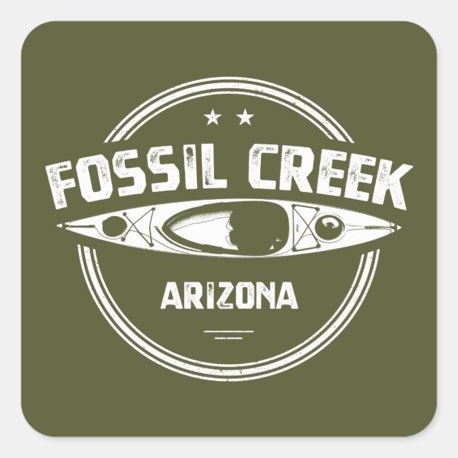 Sticker Carré Fossil Creek Arizona Kayaking (Devant)