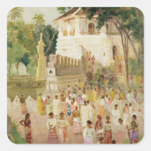 Sticker Carré Foule à un monument en Inde, 1895 (avec crayon et 