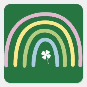 Sticker Carré Four Leaf Clover Rainbow St Patrick's Day