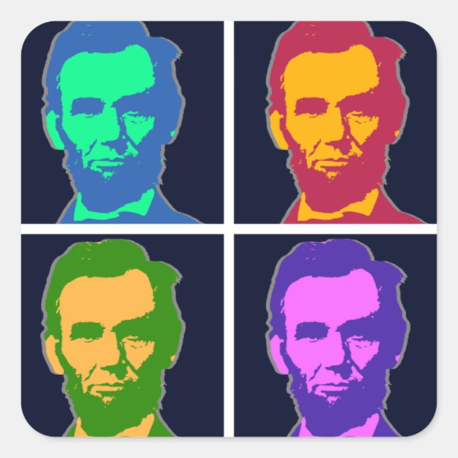 Sticker Carré Four Pop Art Abraham Lincoln (Devant)
