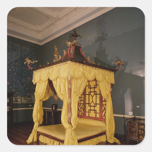 Sticker Carré Four Poster Bed, style chinois, années 1750 (Devant)