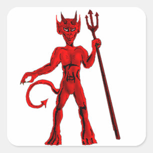 Sticker Carré Fourchette de diable rouge et de lancement