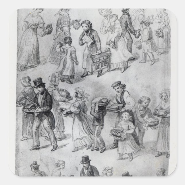 Sticker Carré Fournir le dîner, 1841 (Devant)
