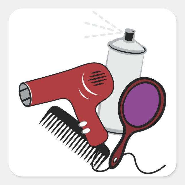 Sticker Carré Fournitures de coiffure (Devant)