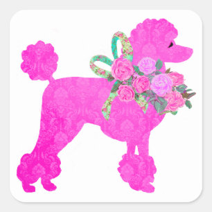 Sticker Carré Fournitures de fête de caniche rose