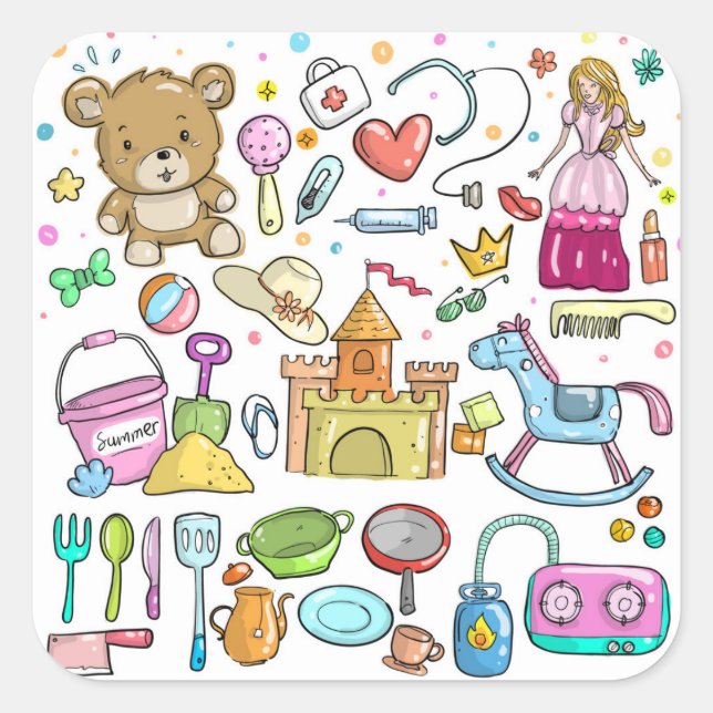 Sticker Carré Fournitures pour bébés (Devant)