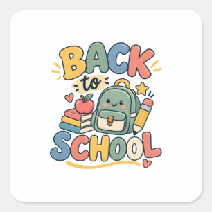 Sticker Carré Fournitures Scolaires Mignonnes Kawaii de Rentree