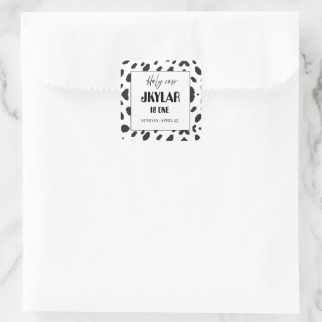 Sticker Carré Fourrure de vache noire et blanche tachetée (Sac)