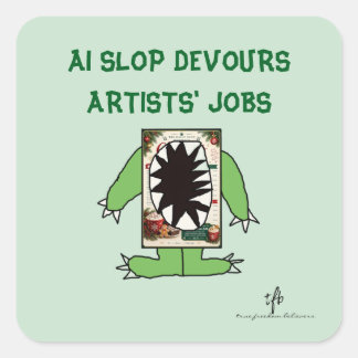 Sticker Carré Foutre de l'IA Dévore les Emplois des Artistes à N