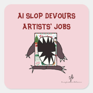 Sticker Carré Foutre numérique dévore les emplois des artistes N