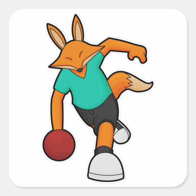 Sticker Carré Fox à Bowling avec Bowling ball (Devant)