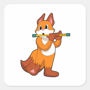 Sticker Carré Fox à la musique avec Flute.PNG