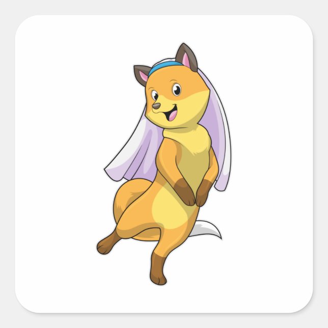 Sticker Carré Fox as Bride with Veil (Devant)