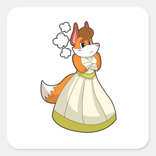 Sticker Carré Fox as Bride with Wedding dress.PNG (Devant)
