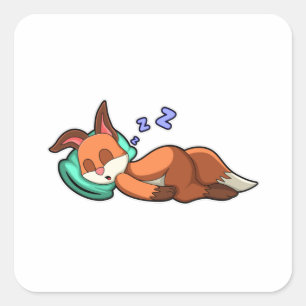 Sticker Carré Fox au coucher avec Coussin