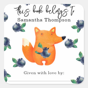 Sticker Carré Fox - ce livre appartient à