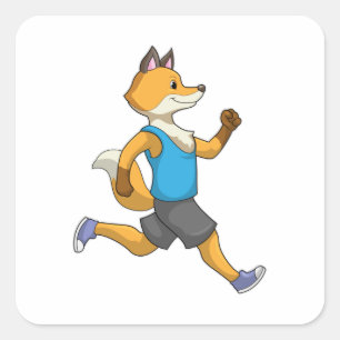 Sticker Carré Fox comme coureur à Running