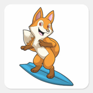Sticker Carré Fox comme surfer avec Surfer