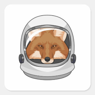Sticker Carré Fox en astronaute avec casque