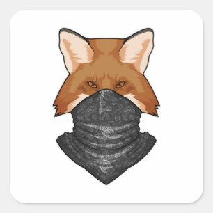 Sticker Carré Fox en bandit avec Kerchief