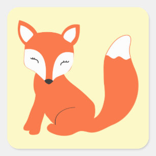Sticker Carré Fox mignon de bébé de région boisée