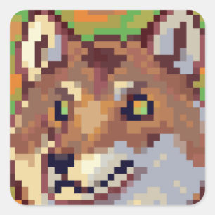 Sticker Carré Fox, Pixelart