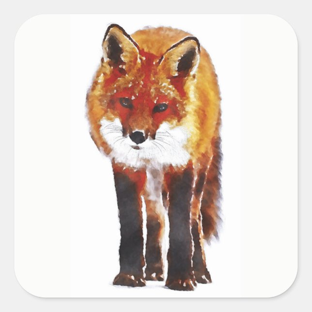 Sticker Carré Fox rouge (Devant)