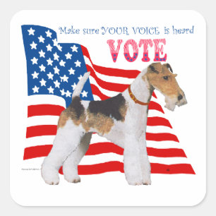 Sticker Carré Fox-Terrier à poil dur VOTE