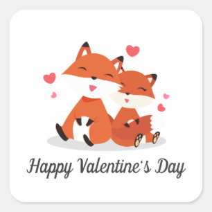 Sticker Carré Foxes adorables Couple Valentine Sceau à coller