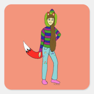Sticker Carré foxgirl