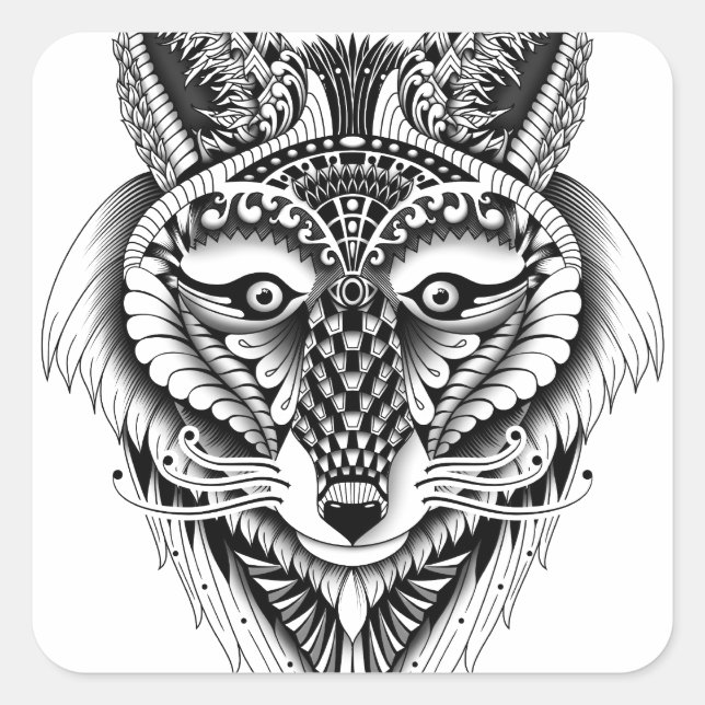 Sticker Carré Foxy Wolf (Devant)