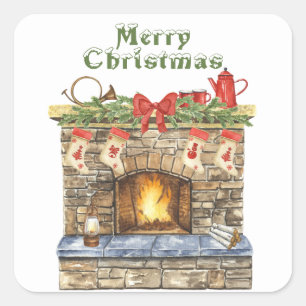 Sticker Carré Foyer de Noël