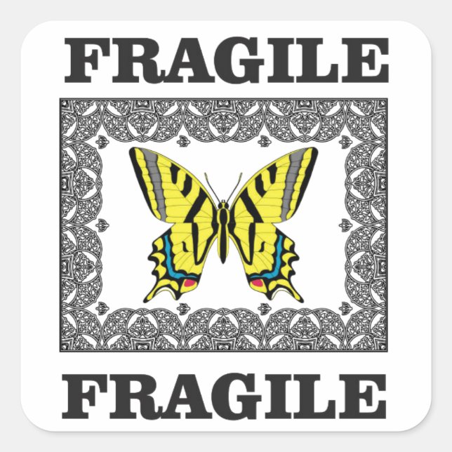 Sticker Carré fragile jaune (Devant)