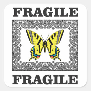 Sticker Carré fragile jaune