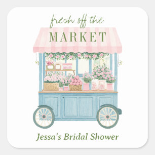 Sticker Carré Frais Sorti du Marché Floral Fête de Mariage d'Agr