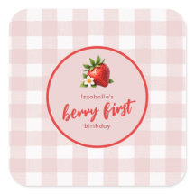 Fraise Berry Premier 1er Anniversaire Gingham Rose