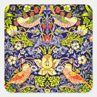 Sticker Carré Fraise Thief Oiseaux William Morris