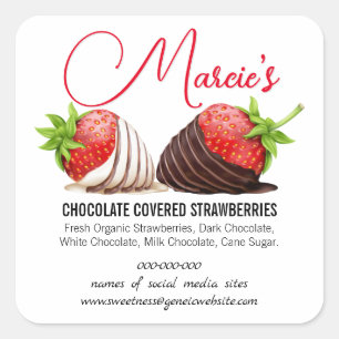 Sticker Carré Fraises recouvertes de chocolat