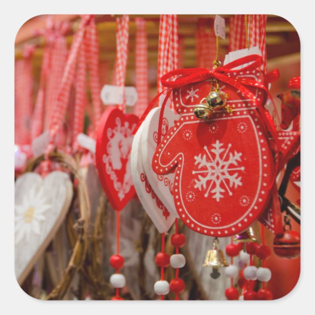 Sticker Carré France, Alsace, Colmar. Marché de Noël (Devant)