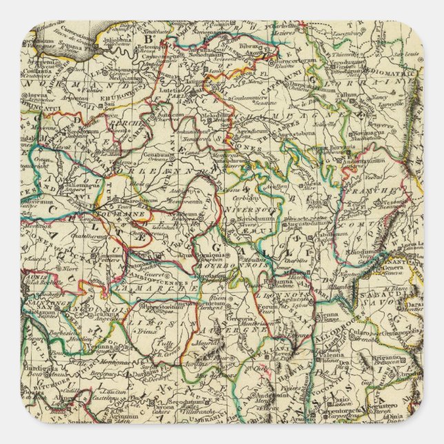 Sticker Carré France avec frontières (Devant)