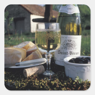 Sticker Carré France, Bourgogne, Chablis. Vin local et