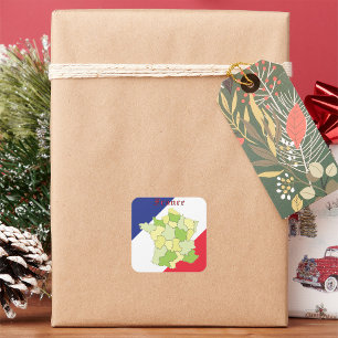 Sticker Carré France Couleurs Et Carte Nationales