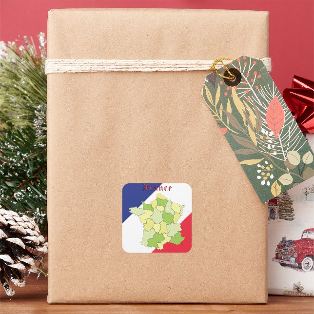 Sticker Carré France Couleurs Et Carte Nationales (Créateur téléchargé)