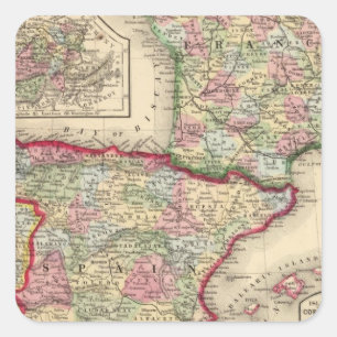 Sticker Carré France, Espagne, Portugal Carte par Mitchell