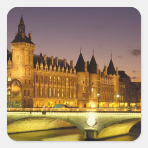 Sticker Carré France, Paris, Conciergerie et Seine au