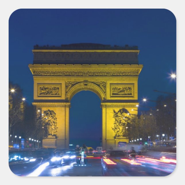 Sticker Carré France, Paris. L'Arc de Triomphe et les (Devant)
