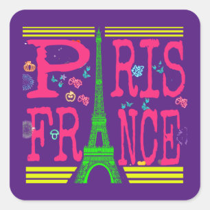 Sticker Carré France, Paris, Voyage Tour Eiffel